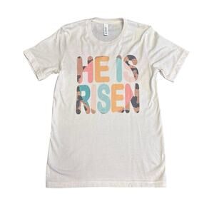 He Is Risen T-Shirt Adult Small Bella And Canvas Tee Easter Jesus Christian